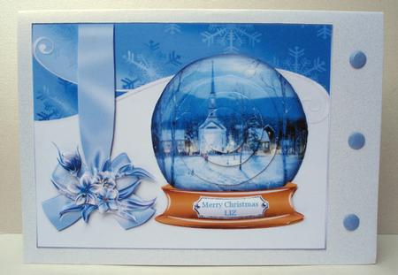 Snowglobe Church with Winter Flowers by Audrey Brown clifford