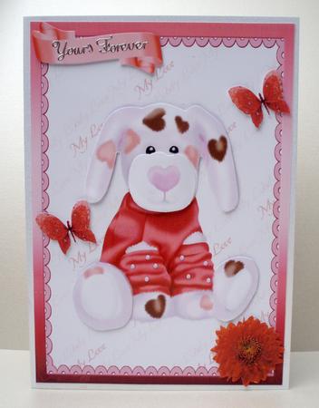 Cute Valentine Puppy in Pink & Red Frame by Audrey Brown clifford