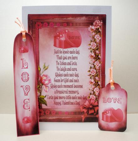 My Valentine Pocket Card with Verse,tags & Bookmark by Audrey Brown clifford