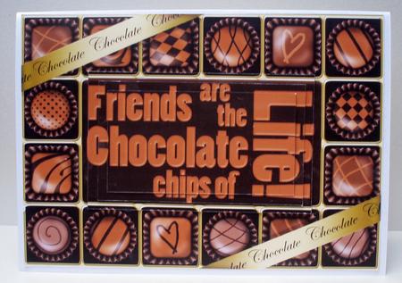 A5 Chocolate Greetings Pyramage Topper by Audrey Brown clifford