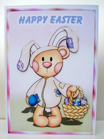 Easter Bunny Card Front with Decoupage by Audrey Brown clifford