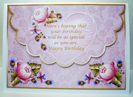 Birthday Pretty Flowers Scalloped Topper  by Audrey Brown clifford