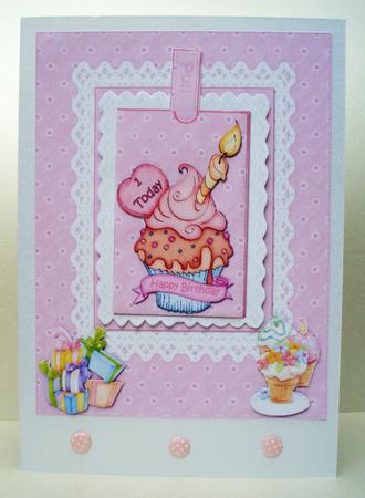 Girls 1st Birthday Gift Card Topper by Audrey Brown clifford