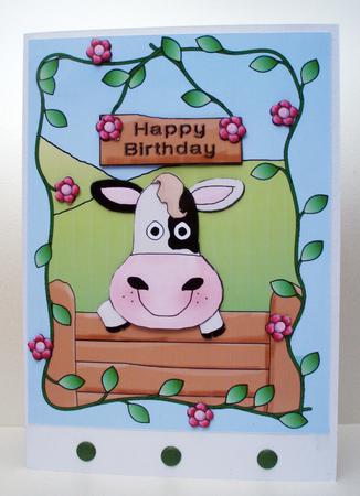 Curious Cow Decoupage Card by Audrey Brown clifford
