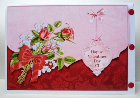 Red Roses and Baby Breath Fancy Edge Envelope Card by Audrey Brown clifford