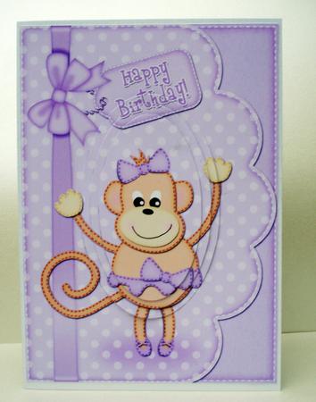 A5 Tu Tu Monkey Oval Pyramage Topper by Audrey Brown clifford