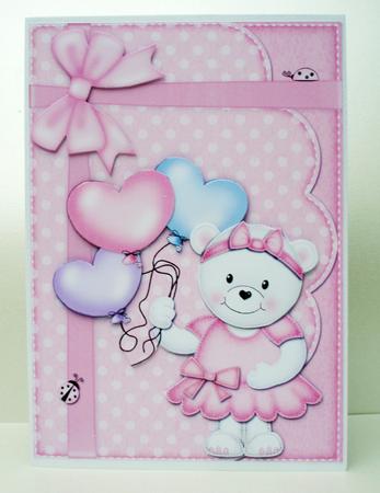 A5 Teddy Tesss Balloons Quick Card N 3D Decoupage by Audrey Brown clifford