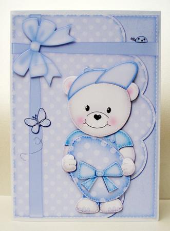 A5 Teddy Ed's Easter Egg Quick Card N 3D Decoupage by Audrey Brown clifford