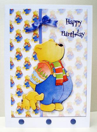 Teddy Twosome - Card Front and 3D by Audrey Brown clifford