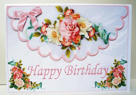 Pretty Roses for a Birthday, on Scalloped Envelope by Audrey Brown clifford