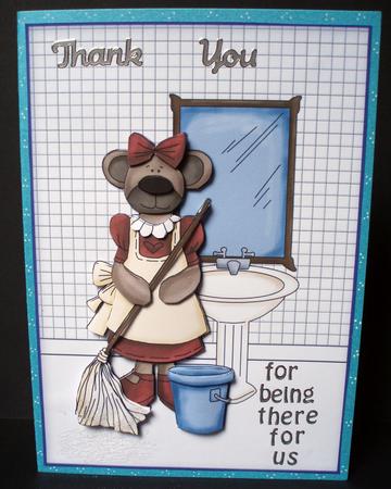 A Womans Work is Never Done Quick Card Front with Decoupage by Audrey Brown clifford