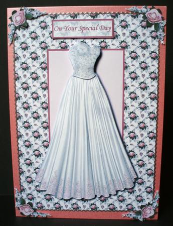 Wedding Dress Card Front with Decoupage by Audrey Brown clifford