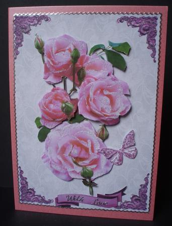 Pretty Pink Roses & Butterfly by Audrey Brown clifford
