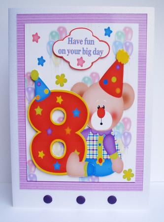 Happy 8th Birthday Decoupage Topper by Audrey Brown clifford