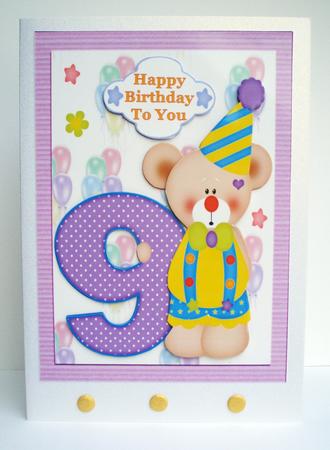 Happy 9th Birthday Decoupage Topper by Audrey Brown clifford