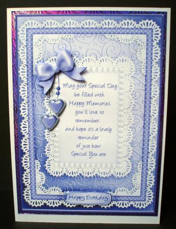 A5 Special Day, Lace and Pearls Quick Card with 3D Decoupage by Audrey Brown clifford