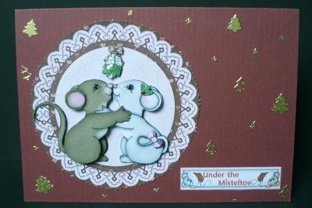 Under the Mistletoe Xmas Mice Decoupage by Audrey Brown clifford