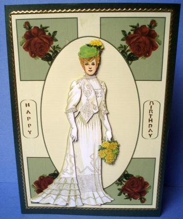 Vintage Bride Quick Card Front with Decoupage by Audrey Brown clifford