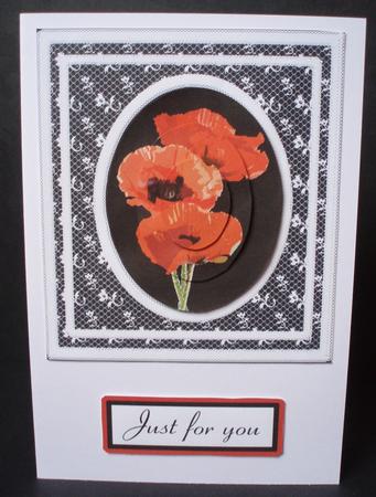 Poppies & Lace Decoupage-pyramage Card by Audrey Brown clifford