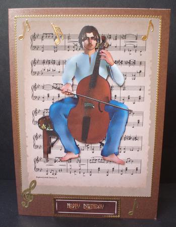 Cello Player Male Birthday Card by Audrey Brown clifford