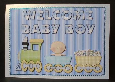 Welcome Baby Boy Card Front by Audrey Brown clifford