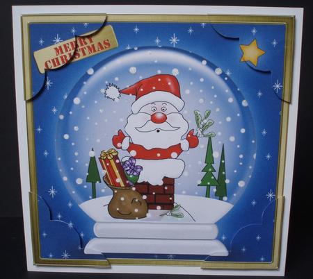 Santa Got Stuck!! Snowglobe 8 x 8 Scalloped Corner Topper by Audrey Brown clifford