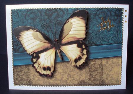 Blue & Gold Butterfly Quick Card by Audrey Brown clifford