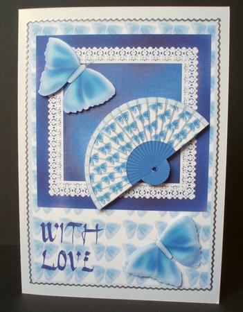 Blue Butterfly Fan by Audrey Brown clifford