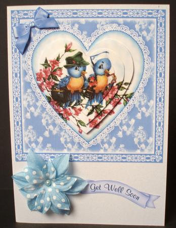 Get Well Birdies - Heart Pyramid Card by Audrey Brown clifford