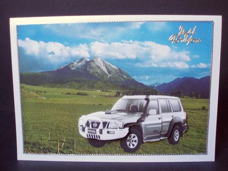 4x4 Decoupage on Mountain Scenery Background by Audrey Brown clifford
