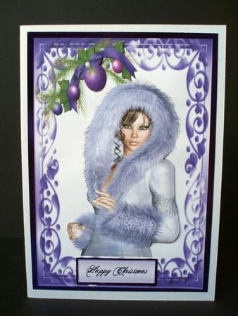 Pretty Lady in Lilac Fur Dressed for the Winter by Audrey Brown clifford