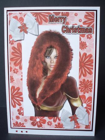 Pretty Lady in Red Fur, in Frame by Audrey Brown clifford