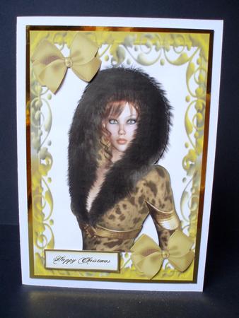 Pretty Lady in Gold/black Fur by Audrey Brown clifford