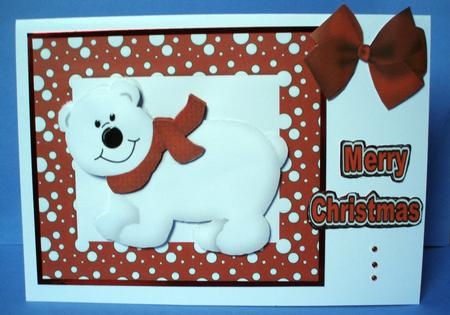 Little White Polar Bear with Red Scarf by Audrey Brown clifford