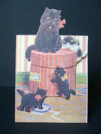 Cats Play Over the Edge Card by Audrey Brown clifford