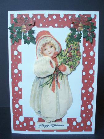 Little Vintage Girl Carrying Holly by Audrey Brown clifford