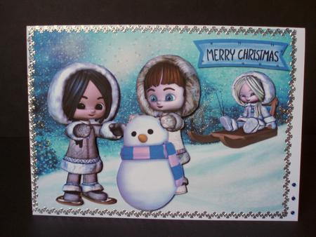Eskimo Friends with Snowman by Audrey Brown clifford