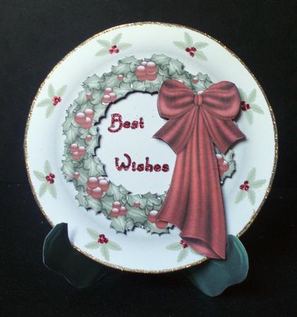 Christmas Wreath Plate Card & Stand by Audrey Brown clifford