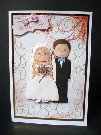 The Happy Couple Wedding Day Card Front Decoupage by Audrey Brown clifford