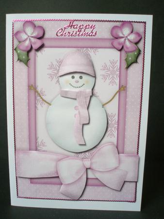 Christmas Snowlady A5 Card Front with Step by Step by Audrey Brown clifford