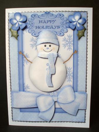 Christmas Snowman A5 Card Front with Step by Step by Audrey Brown clifford
