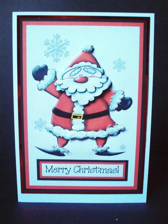 Waving Santa Decoupage Quick Card Front by Audrey Brown clifford