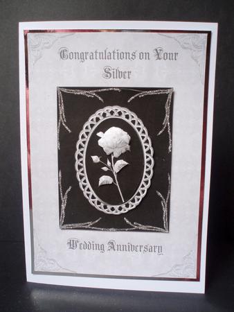 Silver Wedding Anniversary Card Front with Step-by-st Topper by Audrey Brown clifford