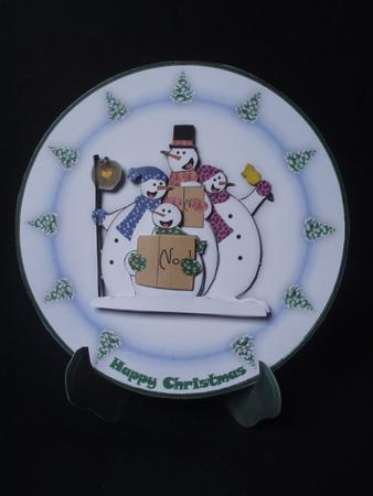 The Snowman Choir Plate Card and Stand by Audrey Brown clifford