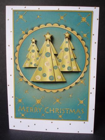 Buttons Christmas Trees Ii Decoupage Blue by Audrey Brown clifford