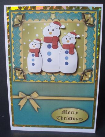 Snowman Family Decoupage Blue by Audrey Brown clifford