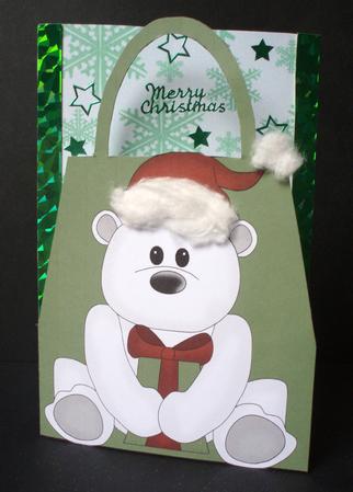 Santa Polar Bear Handbag Card by Audrey Brown clifford