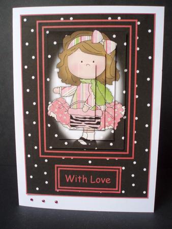 Le Chic Girl in Pinks & Greens Card Front & Pyramid by Audrey Brown clifford