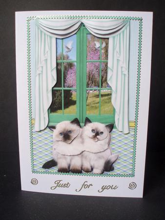 Two Persian Kittens - Forever Friends Decoupage Card Topper by Audrey Brown clifford