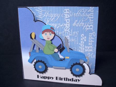 Boy in Jeep Cut and Fold by Audrey Brown clifford